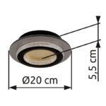 Plafonieră, metal negru mat, plastic auriu mat, plastic cristale transparente, plastic negru mat, mai multe niveluri prin comutator de perete, funcție de memorie, ø: 200mm, H: 55mm, incl. LED 12W 230V, sursă 1400lm, ieșire 470lm, CCT 3000/4000/6500K - imagine 6