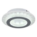 Plafonieră metal alb mat, plastic alb mat, plastic cristale transparente, plastic gri deschis mat, mai multe niveluri prin comutator de perete, funcție de memorie, ø: 200mm, H: 55mm, incl. LED 12W 230V, sursă 1400lm, ieșire 470lm, CCT 3000/4000/6500K - imagine 5