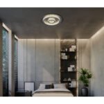 Plafonieră metal negru mat, plastic antracit mat, cristale transparente, dimmabilă, mai multe niveluri prin comutator de perete, funcție de memorie, temporizator, telecomandă, ø 450mm, LED 40W 230V, sursă 400-4700lm, ieșire 130-1300lm, CCT 3000-6500K - imagine 2