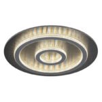 Plafonieră metal negru mat, plastic antracit mat, cristale transparente, dimmabilă, mai multe niveluri prin comutator de perete, funcție de memorie, temporizator, telecomandă, ø 450mm, LED 40W 230V, sursă 400-4700lm, ieșire 130-1300lm, CCT 3000-6500K