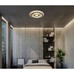 Plafonieră metal negru mat, plastic auriu mat, cristale transparente, dimmabilă, mai multe niveluri prin comutator de perete, funcție de memorie, temporizator, telecomandă, ø 450mm, LED 40W 230V, sursă 400-4700lm, ieșire 130-1300lm, CCT 3000-6500K - imagine 2