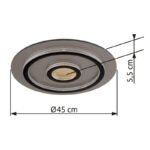 Plafonieră metal negru mat, plastic auriu mat, cristale transparente, dimmabilă, mai multe niveluri prin comutator de perete, funcție de memorie, temporizator, telecomandă, ø 450mm, LED 40W 230V, sursă 400-4700lm, ieșire 130-1300lm, CCT 3000-6500K - imagine 6