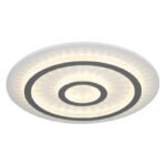 Plafonieră metal alb mat, plastic alb mat, gri deschis mat, cristale transparente, dimmabilă, mai multe niveluri prin întrerupător de perete, funcție de memorie, temporizator, telecomandă, ø 450mm, LED 40W 230V, ieșire 130-1300lm, 3000-6500K