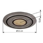 Plafonieră metal negru mat, plastic auriu mat, cristale transparente, dimmabilă, mai multe niveluri prin comutator de perete, funcție de memorie, lumină de noapte, telecom., ø: 550mm, LED 60W 230V, 900-9100lm sursă, 210-2100lm ieșire, CCT 3000-6500K - imagine 6