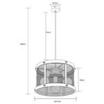 Suspensie metal negru mat, lemn maro închis, metal negru mat, cablu textil negru, ø: 400mm, I: 1200mm, excl. 3x E27 40W 230V - imagine 5