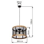 Suspensie metal negru mat, lemn maro închis, metal negru mat, cablu textil negru, ø: 400mm, I: 1200mm, excl. 3x E27 40W 230V - imagine 6