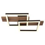 Plafonieră, metal negru mat, MDF cu efect de lemn închis, plastic negru mat, plastic opal, LxLxH: 440x330x85mm, pătrate: 22 x 22 cm, incl. LED 16W 230V, sursă 1720lm, ieșire 900lm, 3000K - imagine 4