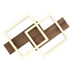 Plafonieră, metal negru mat, MDF cu efect de lemn închis, plastic negru mat, plastic opal, LxLxH: 440x330x85mm, pătrate: 22 x 22 cm, incl. LED 16W 230V, sursă 1720lm, ieșire 900lm, 3000K - imagine 5