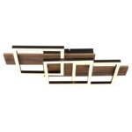 Plafonieră, metal negru mat, MDF cu efect de lemn închis, plastic negru mat, plastic opal, LxLxH: 580x330x85mm, pătrate: 22 x 22 cm, incl. LED 24W 230V, sursă 2500lm, ieșire 1300lm, 3000K - imagine 4