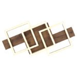 Plafonieră, metal negru mat, MDF cu efect de lemn închis, plastic negru mat, plastic opal, LxLxH: 580x330x85mm, pătrate: 22 x 22 cm, incl. LED 24W 230V, sursă 2500lm, ieșire 1300lm, 3000K - imagine 5
