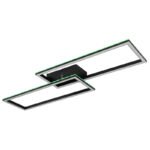 Plafonieră metal/aluminiu negru, acrilic alb, dimabil, comutator de perete, schimbător de culoare/fixare, efect curcubeu, memorie, lumină de noapte, telecomandă, 900x288x72mm, LED 40W 230V+5W RGB, sursă 440-4400lm, ieșire 250-2500lm, CCT2700-6500K - imagine 6