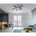 Ventilator chrom nichel matt,sticla,palete MDF fag,gri-grafit,3 trepte,2 directii de invartire, intrerupator lant, D:1300, H:495, exkl. 5xE14 40W 230V - imagine 3