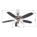 Ventilator chrom nichel matt,sticla,palete MDF fag,gri-grafit,3 trepte,2 directii de invartire, intrerupator lant, D:1300, H:495, exkl. 5xE14 40W 230V - imagine 5