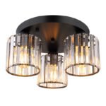 Plafoniera metal negru mat, cristale acrilice transparente, ø: 350mm, H: 180mm, excl. 3x E27 60W 230V