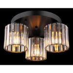 Plafoniera metal negru mat, cristale acrilice transparente, ø: 350mm, H: 180mm, excl. 3x E27 60W 230V - imagine 3