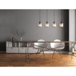 Lampă suspendată din metal negru mat, cristale acrilice transparente, cablu PVC negru, LxLxA: 860x130x1200mm, fără 4x E27 60W 230V - imagine 2