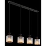 Lampă suspendată din metal negru mat, cristale acrilice transparente, cablu PVC negru, LxLxA: 860x130x1200mm, fără 4x E27 60W 230V - imagine 3