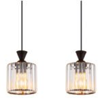 Lampă suspendată din metal negru mat, cristale acrilice transparente, cablu PVC negru, LxLxA: 860x130x1200mm, fără 4x E27 60W 230V - imagine 5