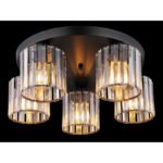 Plafoniera metal negru mat, cristale acrilice transparente, ø: 465mm, H: 180mm, excl. 5x E27 60W 230V - imagine 3
