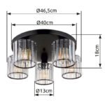 Plafoniera metal negru mat, cristale acrilice transparente, ø: 465mm, H: 180mm, excl. 5x E27 60W 230V - imagine 5
