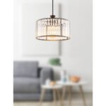 Lampă suspendată metal negru mat, cristale acrilice transparente, cablu PVC negru, ø: 310mm, H: 1200mm, excl. 1x E27 60W 230V - imagine 2