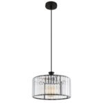 Lampă suspendată metal negru mat, cristale acrilice transparente, cablu PVC negru, ø: 310mm, H: 1200mm, excl. 1x E27 60W 230V - imagine 3