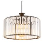 Lampă suspendată metal negru mat, cristale acrilice transparente, cablu PVC negru, ø: 310mm, H: 1200mm, excl. 1x E27 60W 230V - imagine 4