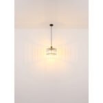 Lampă suspendată metal negru mat, cristale acrilice transparente, cablu PVC negru, ø: 310mm, H: 1200mm, excl. 1x E27 60W 230V - imagine 5