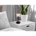Lampa de masa metal negru mat, cristal acrilic transparent, cablu PVC negru, comutator basculant pe cablu, ø: 150mm, H: 343mm, lungime cablu 1400mm, excl. 1x E27 60W 230V - imagine 3