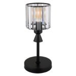 Lampa de masa metal negru mat, cristal acrilic transparent, cablu PVC negru, comutator basculant pe cablu, ø: 150mm, H: 343mm, lungime cablu 1400mm, excl. 1x E27 60W 230V - imagine 4