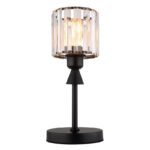 Lampa de masa metal negru mat, cristal acrilic transparent, cablu PVC negru, comutator basculant pe cablu, ø: 150mm, H: 343mm, lungime cablu 1400mm, excl. 1x E27 60W 230V - imagine 5