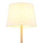 Lampă de podea metal aspect lemn, textil alb, cablu PVC negru, comutator cu pedală în cablu, ø: 350mm, H: 1510mm, lungime cablu 1800mm, excl. 1x E27 40W 230V - imagine 5