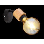 Spot metal negru mat, lemn deschis, comutator, LxH: 80x95, AL: 145, excl. 1xE27 40W 230V - imagine 3