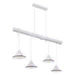 Suspensie metal alb, lemn alb, ceramic alb , cablu înfășurat, LxLxH: 850x170x1200,excl. 4xE27 40W 230V - imagine 4
