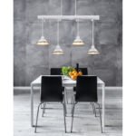 Suspensie metal alb, lemn alb, ceramic alb , cablu înfășurat, LxLxH: 850x170x1200,excl. 4xE27 40W 230V