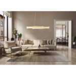 Lampa suspendata din metal auriu mat, cristale acrilice transparente, înălțimea poate fi scurtată, LxLxH: 1080x180x1350mm, incl. LED 35W 230V, sursă 4480lm, ieșire 1560lm, 3200K - imagine 2