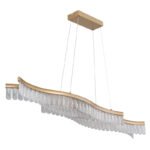 Lampa suspendata din metal auriu mat, cristale acrilice transparente, înălțimea poate fi scurtată, LxLxH: 1080x180x1350mm, incl. LED 35W 230V, sursă 4480lm, ieșire 1560lm, 3200K - imagine 4