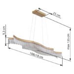 Lampa suspendata din metal auriu mat, cristale acrilice transparente, înălțimea poate fi scurtată, LxLxH: 1080x180x1350mm, incl. LED 35W 230V, sursă 4480lm, ieșire 1560lm, 3200K - imagine 6