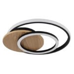 Plafonieră MDF cu aspect de lemn închis, plastic negru mat, plastic opal, LxLxA: 380x360x65mm, incl. LED 24W 230V, 3320lm Sursa, ieșire 1100lm, 3000K - imagine 4
