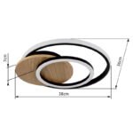 Plafonieră MDF cu aspect de lemn închis, plastic negru mat, plastic opal, LxLxA: 380x360x65mm, incl. LED 24W 230V, 3320lm Sursa, ieșire 1100lm, 3000K - imagine 6