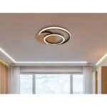 Plafonieră MDF cu aspect de lemn închis, plastic negru mat, plastic opal, LxLxA: 380x360x65mm, incl. LED 24W 230V, 3320lm Sursa, ieșire 1100lm, 3000K
