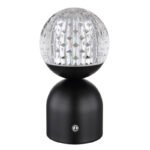 Lampă de masă din metal negru mat, acrilic cu efect de cristal, reglabil, variator de intensitate luminoasă cu atingere continuă, culori fixabile, memorie, Acu CR18650 1200mAh, ø: 105mm I: 200mm, LED 2,5W 12V, sursă 243lm, ieșire 173lm, CCT2700-6500K - imagine 4