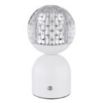 Lampă de masă din metal alb mat, acrilic cu efect de cristal, reglabil, variator de intensitate luminoasă cu atingere continuă, culori fixabile, memorie, Acu CR18650 1200mAh, ø: 105mm, I: 200mm, LED 2,5W 12V, sursă 243lm, ieșire 173lm, CCT 2700-6500K - imagine 4
