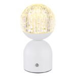 Lampă de masă din metal alb mat, acrilic cu efect de cristal, reglabil, variator de intensitate luminoasă cu atingere continuă, culori fixabile, memorie, Acu CR18650 1200mAh, ø: 105mm, I: 200mm, LED 2,5W 12V, sursă 243lm, ieșire 173lm, CCT 2700-6500K - imagine 5