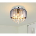 Plafoniera cromată, sticlă fumurie, cristale de sticlă transparente, D: 350, H: 280, excl 5xE14 25W 230V - imagine 2