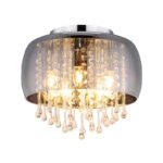 Plafoniera cromată, sticlă fumurie, cristale de sticlă transparente, D: 350, H: 280, excl 5xE14 25W 230V