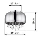 Plafoniera cromată, sticlă fumurie, cristale de sticlă transparente, D: 350, H: 280, excl 5xE14 25W 230V - imagine 6