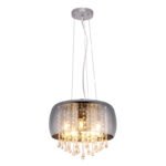 Suspensie cromată, sticlă fumurie, cristale de sticlă transparente, D: 350, H: 1200, excl 5xE14 25W 230V