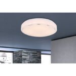 Plafoniera, metal alb, plastic mat, inel cromat, Décor sparkle, cu întrerupător la perete, functie cu memorie, D: 375, H: 75, inclusiv 1xLED 24W 230V, ieșire 1800lm, CCT 3.000-4000-6.000K