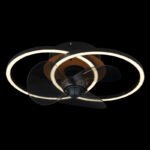 Ventilator de tavan metal/alu negru mat,metal aspect lemn închis,plastic opal,dimmable,mai multe niveluri prin comutator de perete,telecomandă, 20m², LxLxA:420x280x144mm, øfrunzei:28 cm, LED 24W 230V, sursă 150-2800lm, ieșire 28-490lm, CCT 2700-6500K - imagine 3